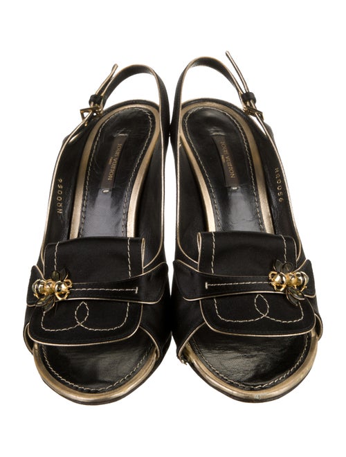 Louis Vuitton Satin Crystal Embellishments Slingback Sandals