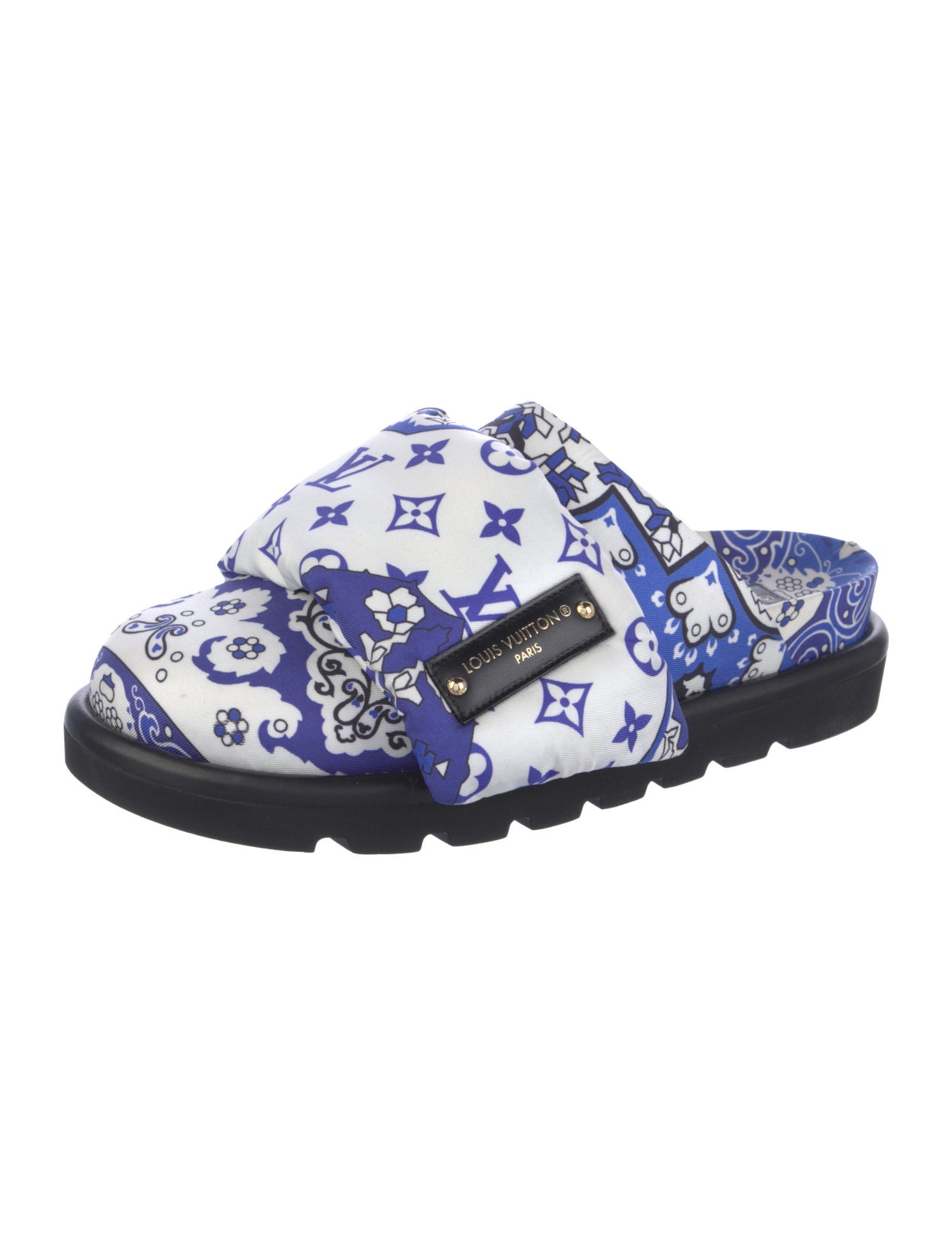 Louis Vuitton Printed Leather Trim Embellishment Mules