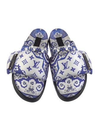 Louis Vuitton Printed Leather Trim Embellishment Mules
