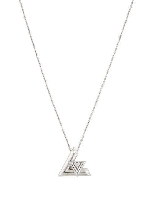 Louis Vuitton 18K Diamond LV Volt One Large Pendant Necklace