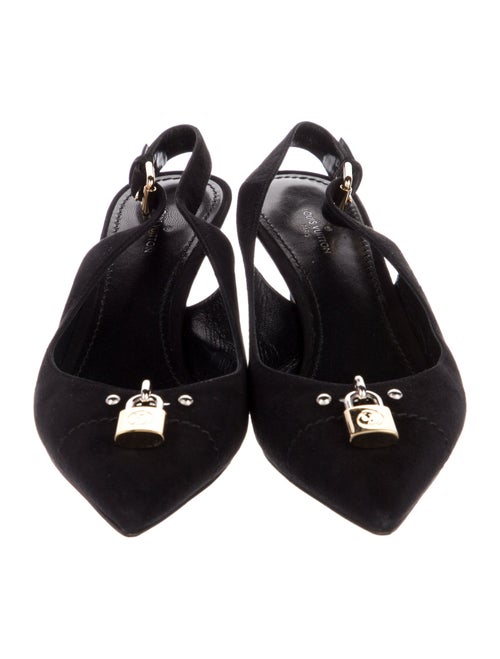 Louis Vuitton Monogram Mini Lin Pattern Suede Slingback Pumps