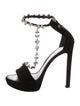 Louis Vuitton Suede Crystal Embellishments Sandals