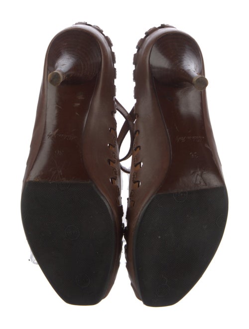 Louis Vuitton Leather Colorblock Pattern T-Strap Pumps