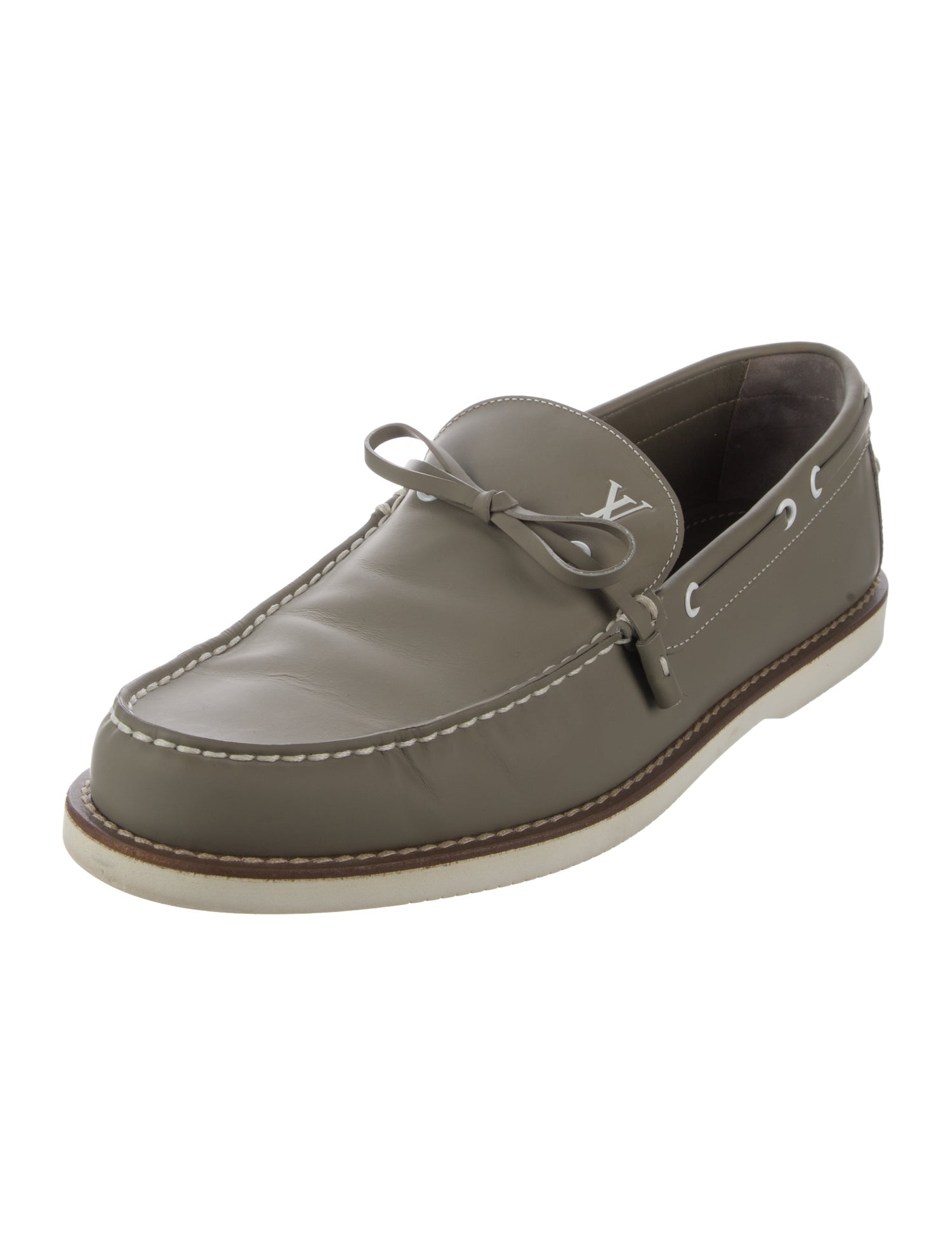 Louis Vuitton Leather Bow Accents Boat Shoes