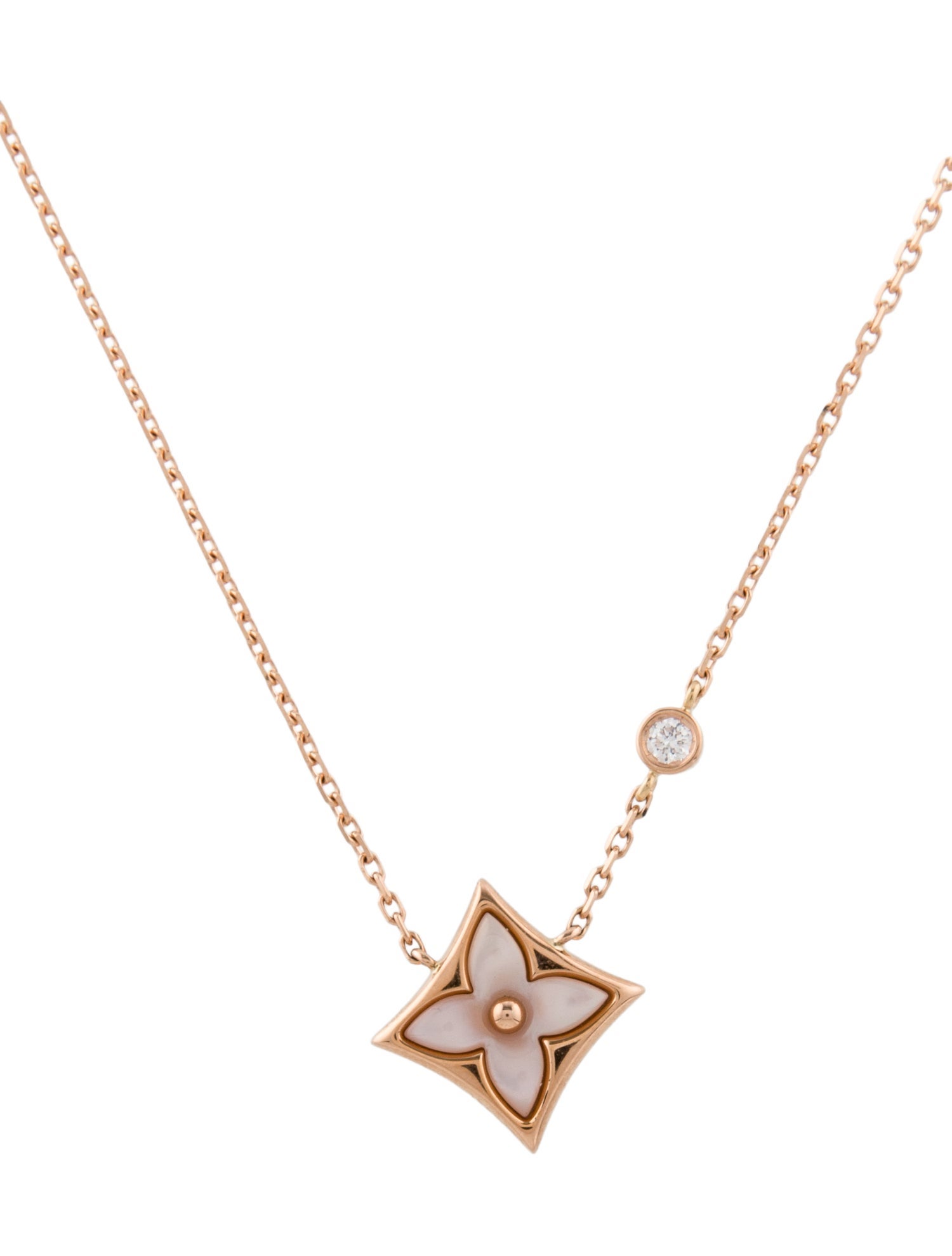 Louis Vuitton 18K Mother of Pearl & Diamond Color Blossom BB Star Pendant Necklace
