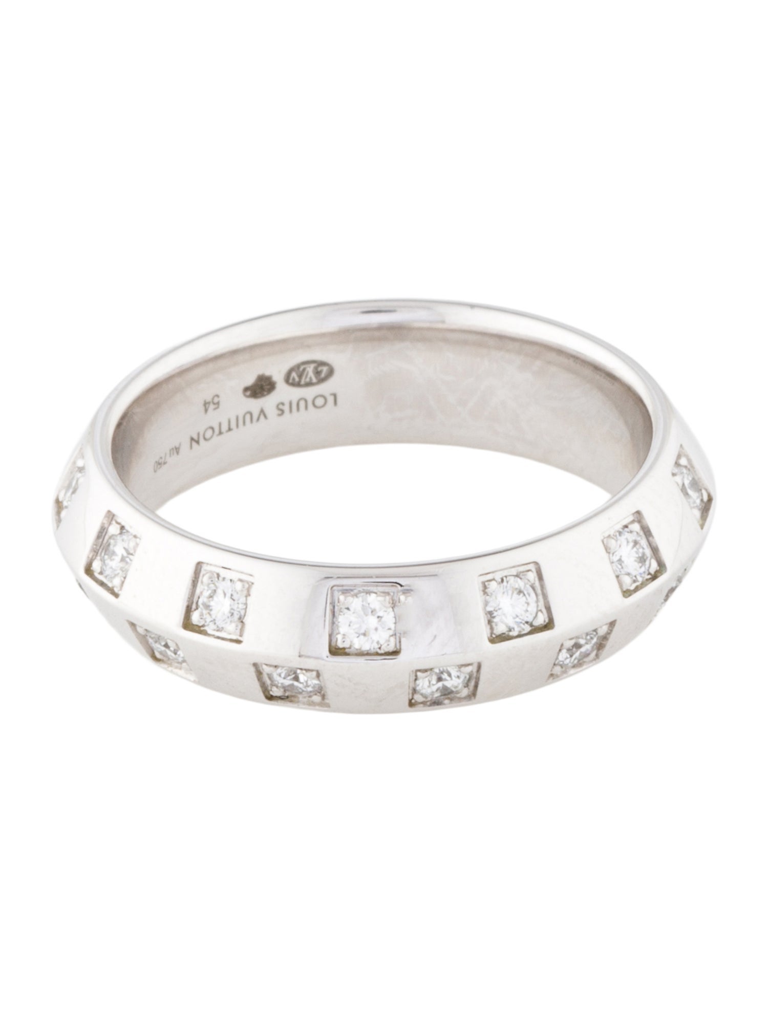 Louis Vuitton 18K Diamond Le Damier de Louis Medium Ring