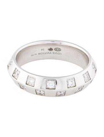 Louis Vuitton 18K Diamond Le Damier de Louis Medium Ring