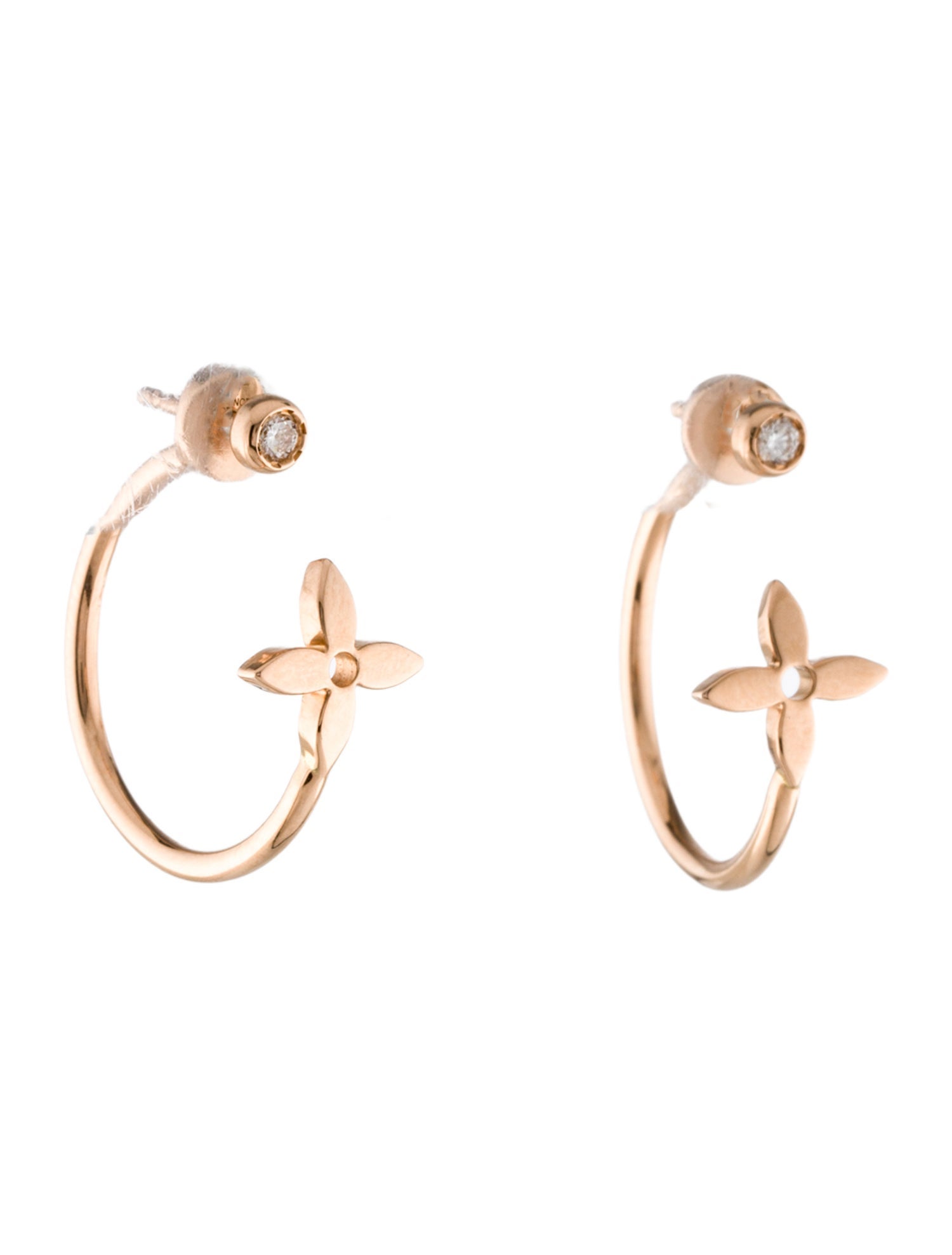 Louis Vuitton 18K Diamond Idylle Blossom Hoop Earrings