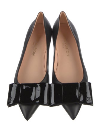 Louis Vuitton Leather Bow Accents Ballet Flats
