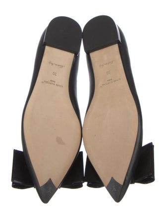 Louis Vuitton Leather Bow Accents Ballet Flats