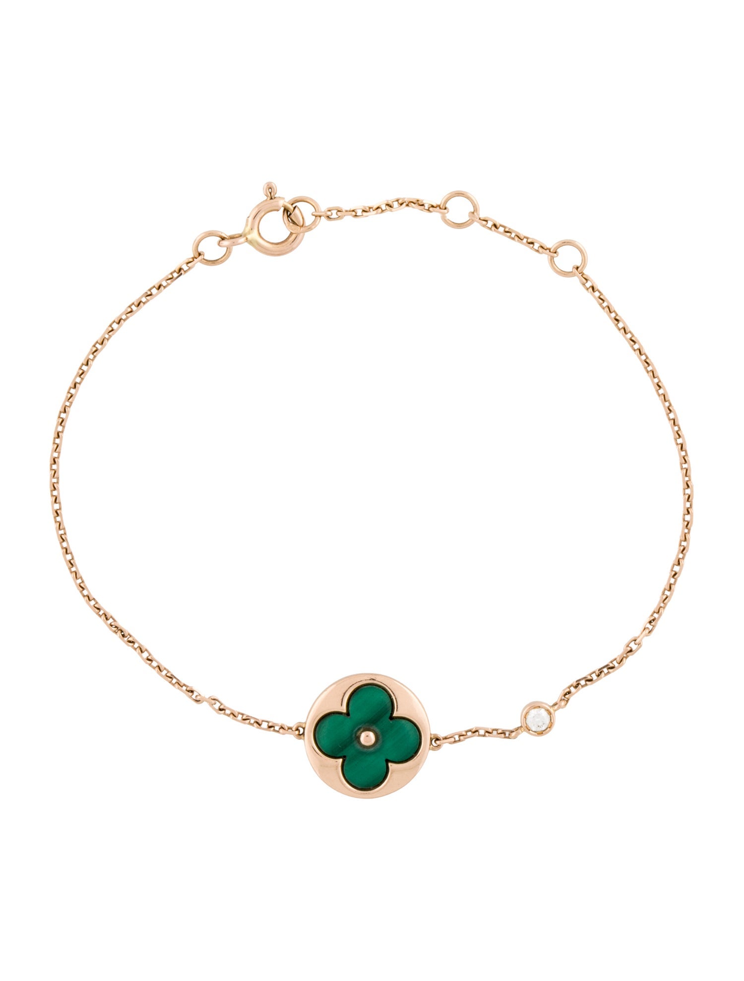 Louis Vuitton 18K Malachite & Diamond Color Blossom Sun Bracelet