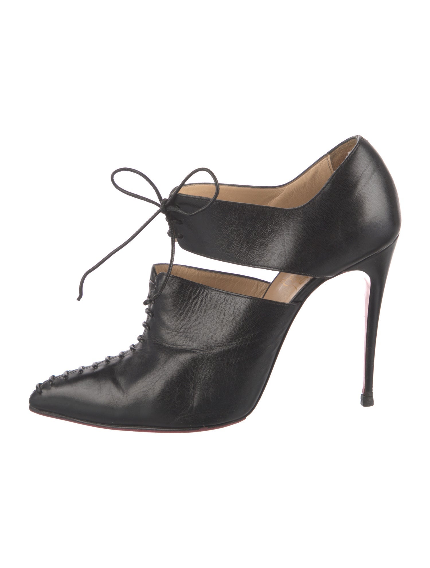 Christian Louboutin Leather Whipstitch Trim Mules