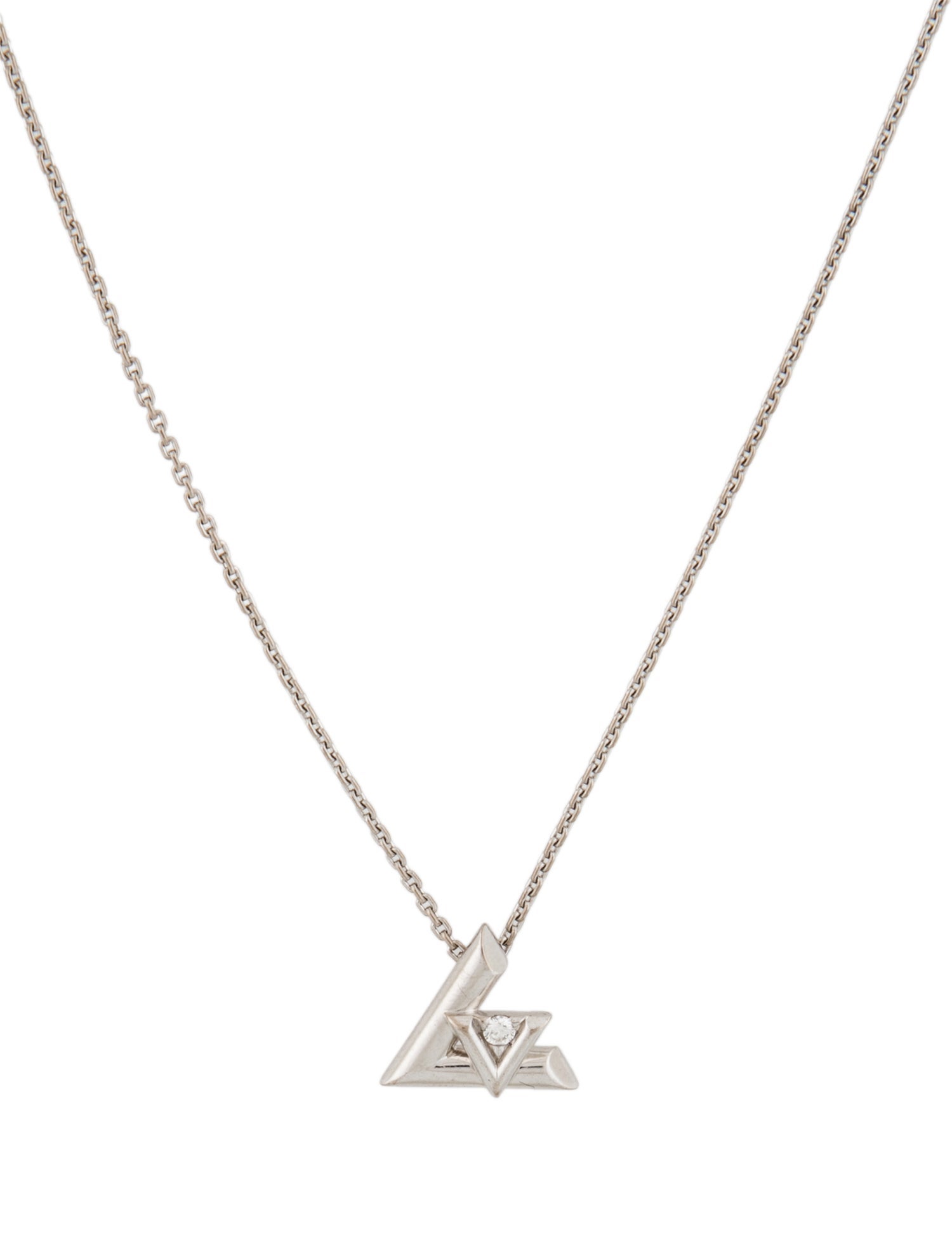Louis Vuitton 18K Diamond LV Volt One Small Pendant Necklace