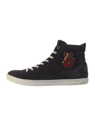 Louis Vuitton Suede Embroidered Accent Sneakers