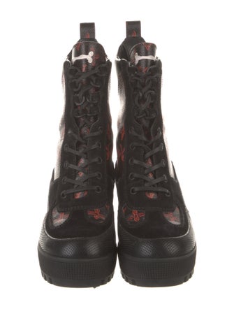 Louis Vuitton Suede Printed Combat Boots