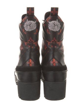 Louis Vuitton Suede Printed Combat Boots