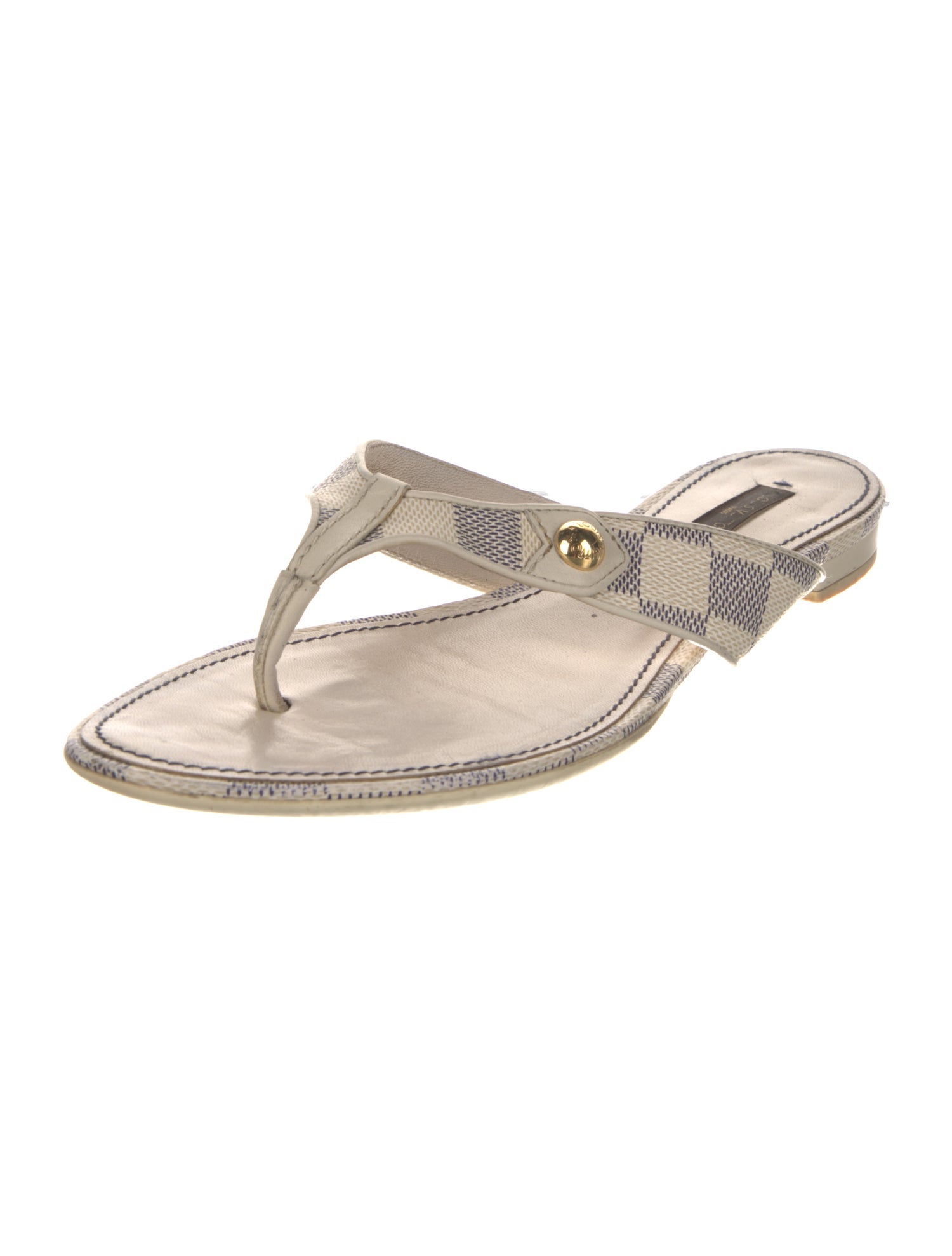 Louis Vuitton Damier Azur Pattern T-Strap Sandals