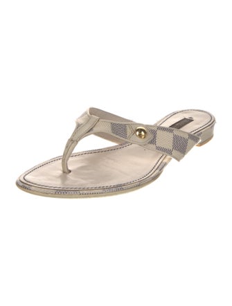 Louis Vuitton Damier Azur Pattern T-Strap Sandals