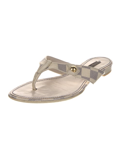 Louis Vuitton Damier Azur Pattern T-Strap Sandals