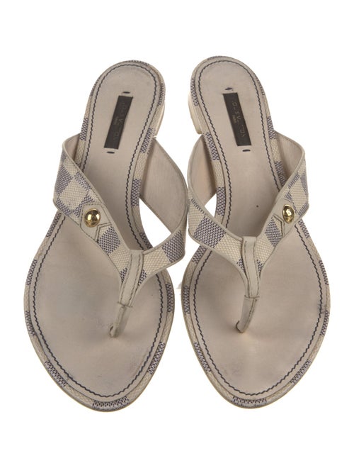 Louis Vuitton Damier Azur Pattern T-Strap Sandals