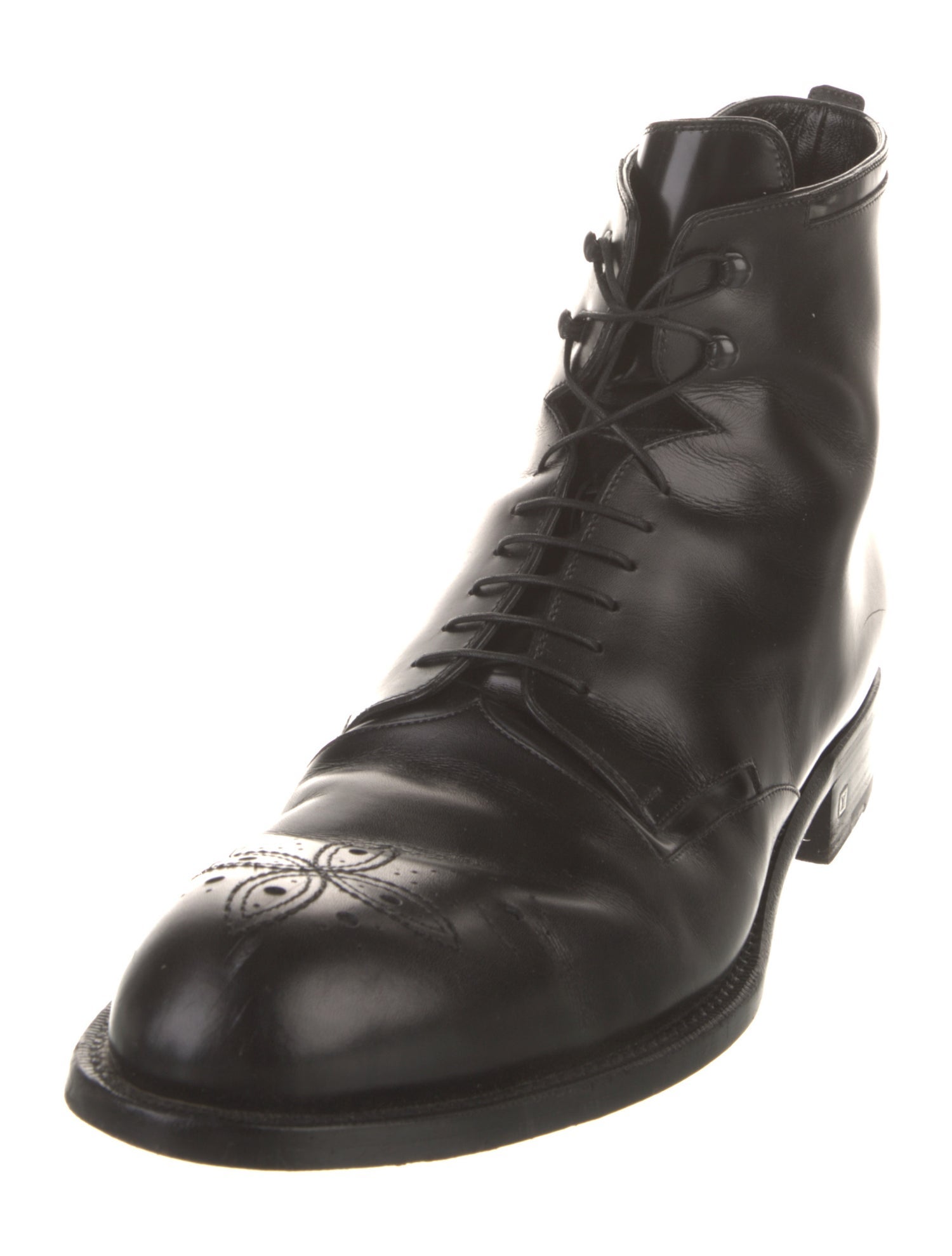 Louis Vuitton Leather Lasercut Accents Combat Boots