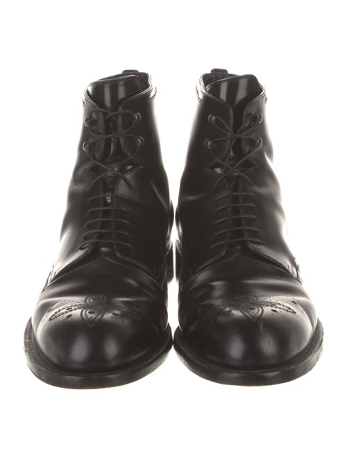 Louis Vuitton Leather Lasercut Accents Combat Boots