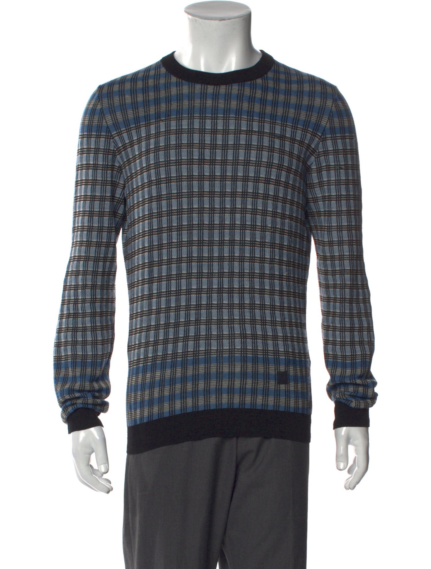 Louis Vuitton Plaid Print Crew Neck Pullover