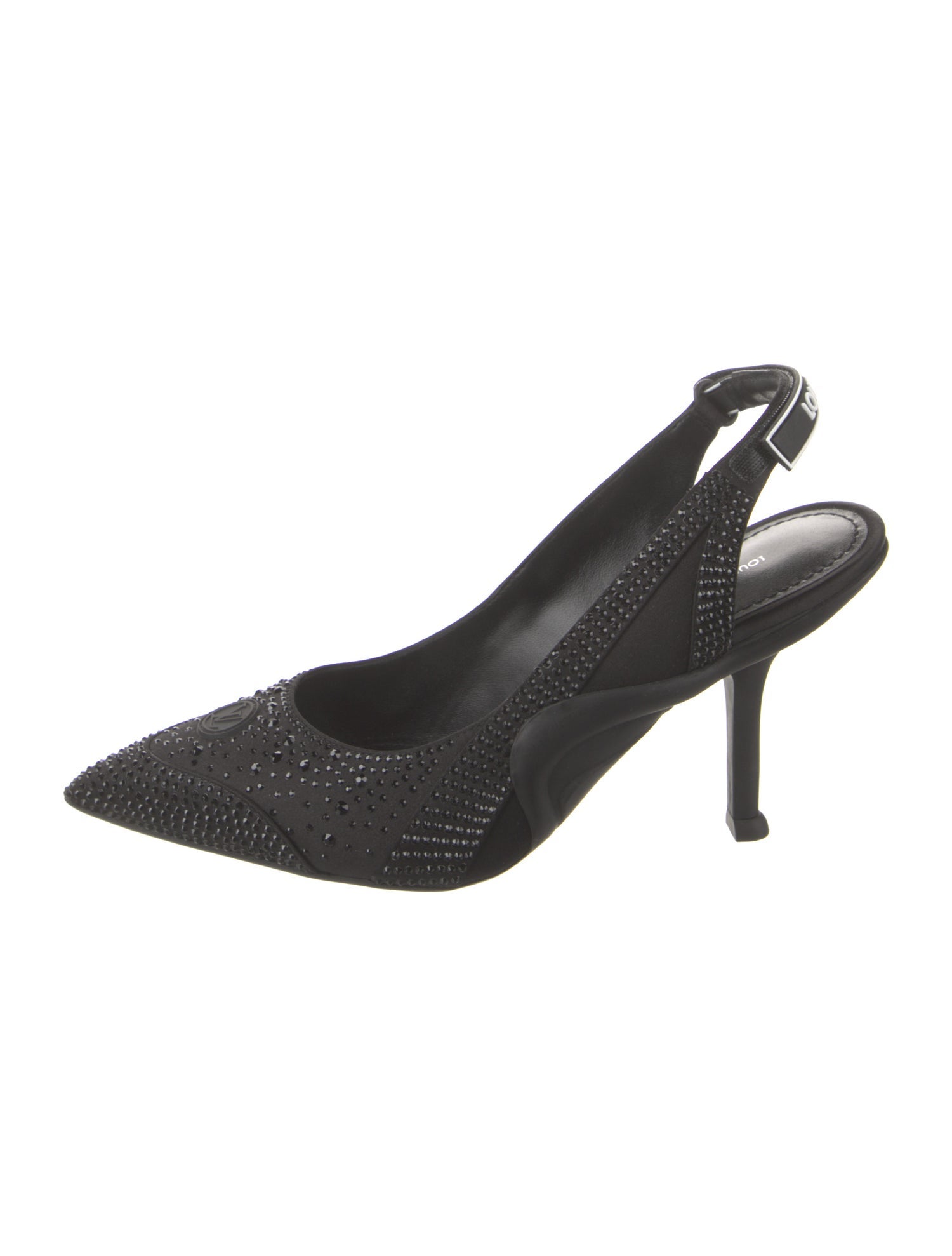 Louis Vuitton Leather Crystal Embellishments Slingback Pumps