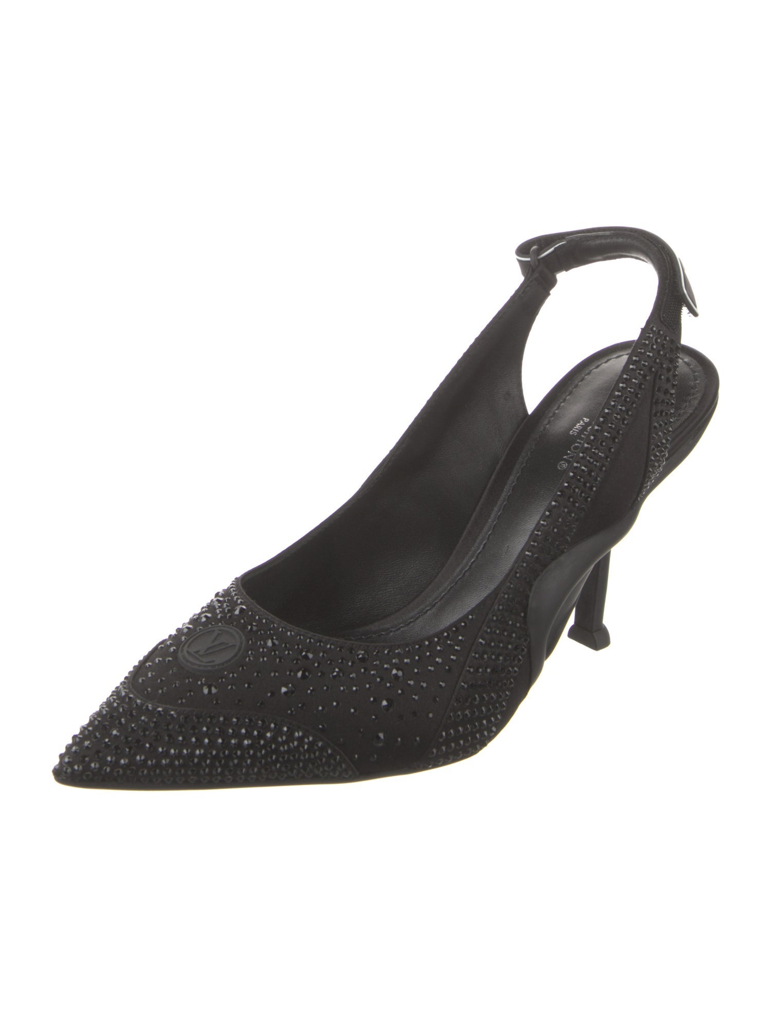 Louis Vuitton Leather Crystal Embellishments Slingback Pumps