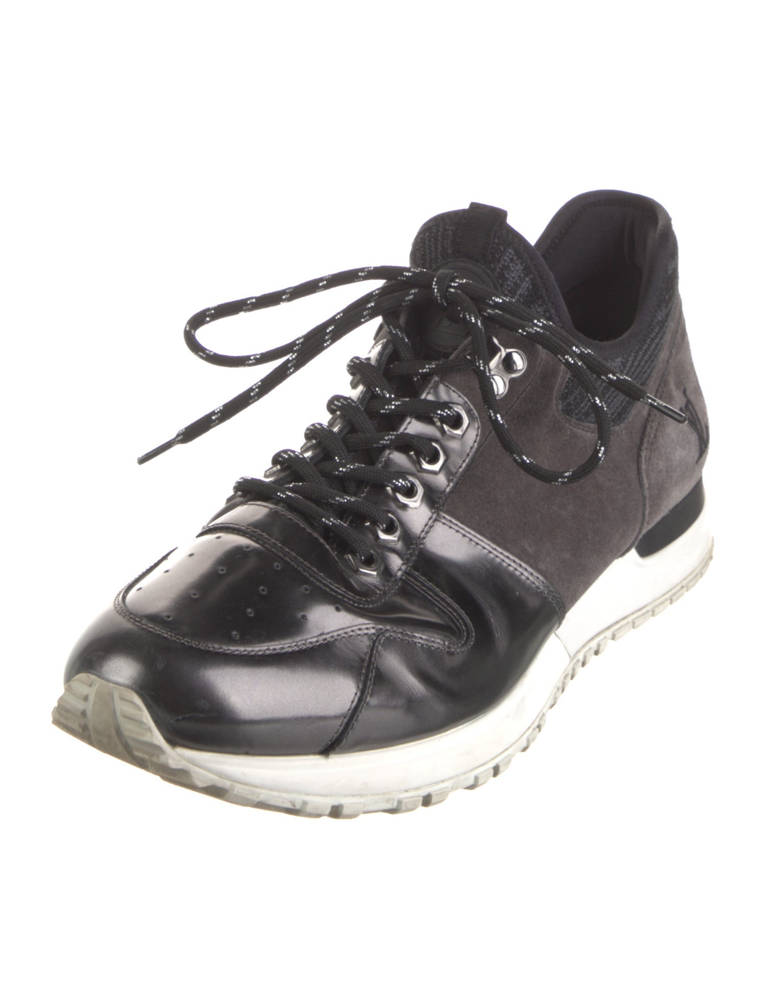 Louis Vuitton Leather Embroidered Accent Athletic Sneakers