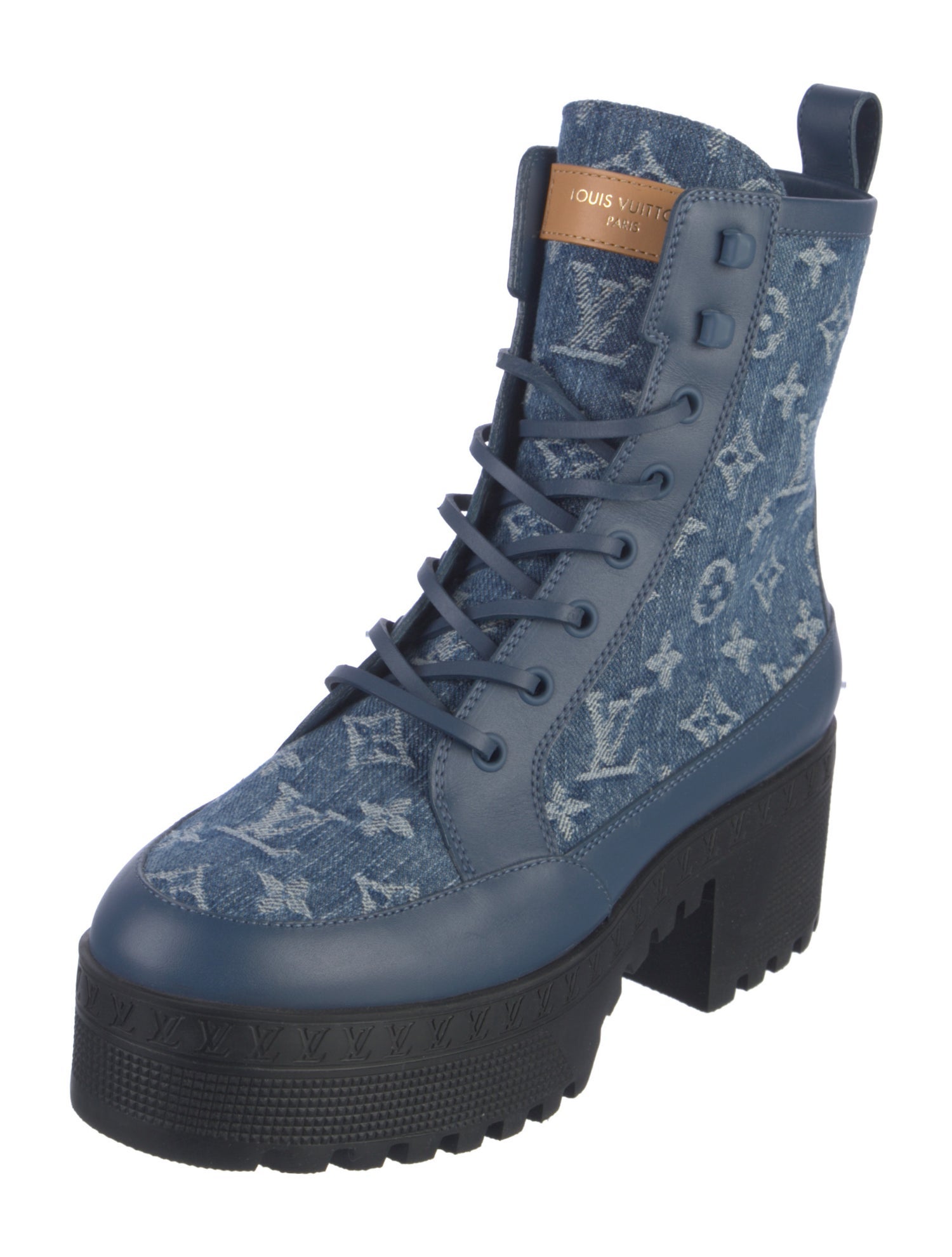 Louis Vuitton LV Monogram Denim Combat Boots