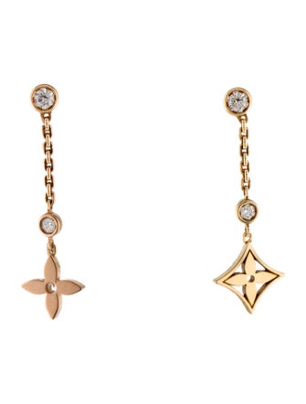 Louis Vuitton 18K Diamond Blossom Long Earrings