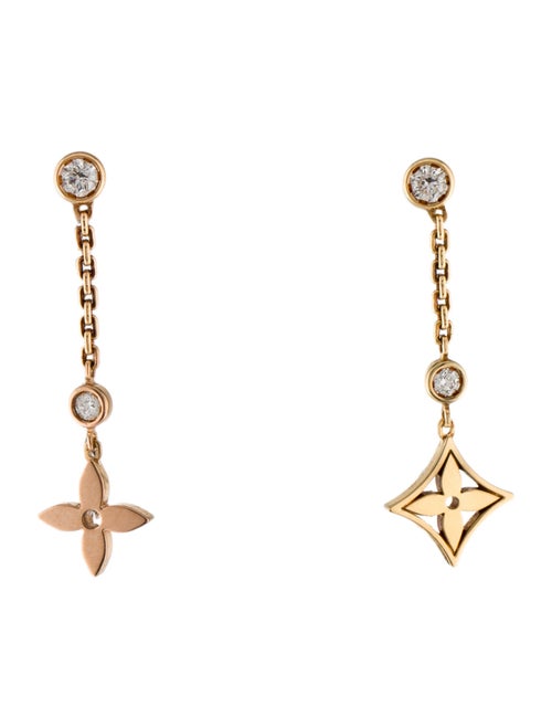 Louis Vuitton 18K Diamond Blossom Long Earrings