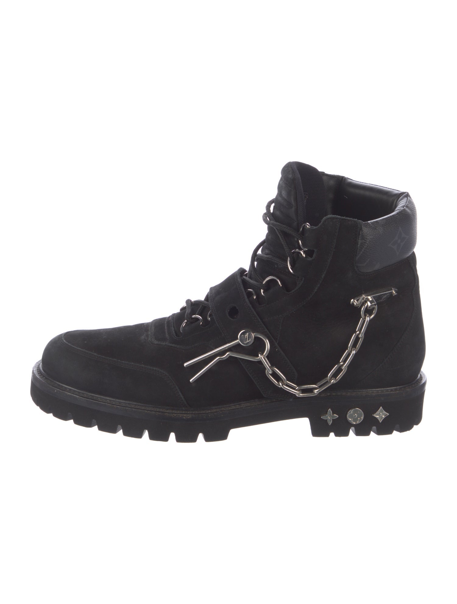 Louis Vuitton Suede Chain-Link Accents Hiking Boots