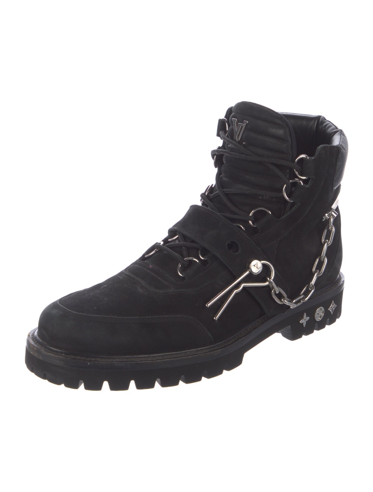 Louis Vuitton Suede Chain-Link Accents Hiking Boots