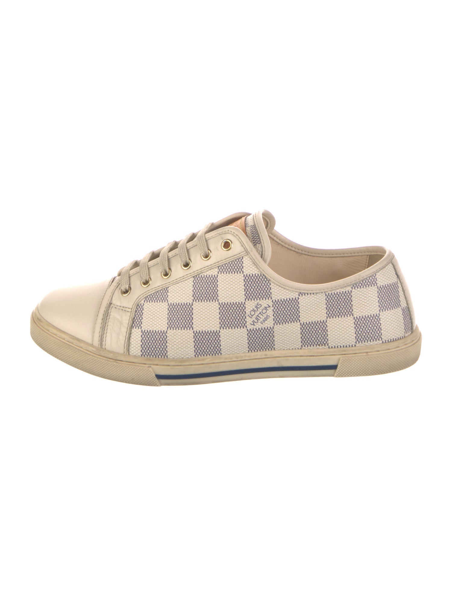 Louis Vuitton Damier Azur Pattern Leather Trim Embellishment Sneakers