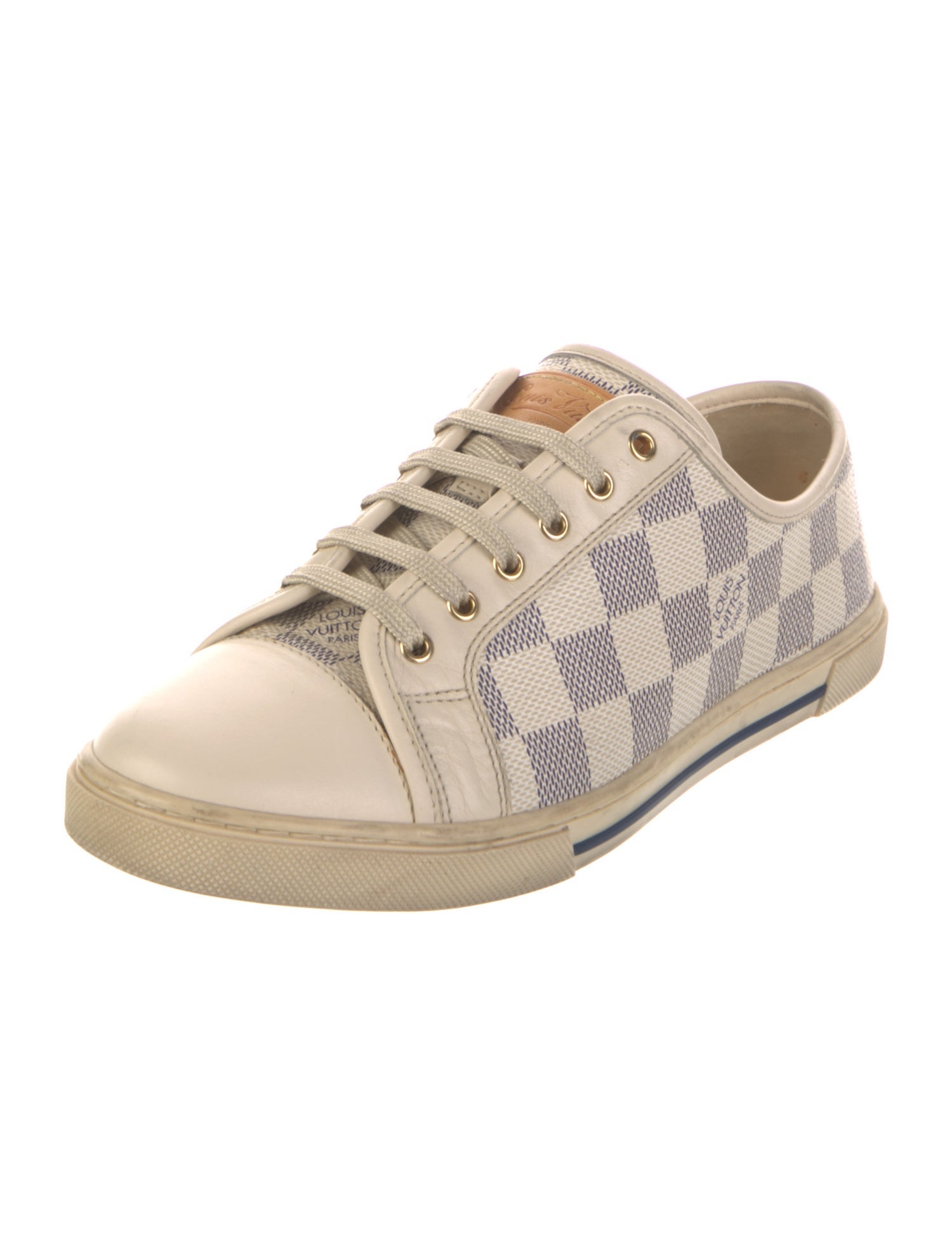Louis Vuitton Damier Azur Pattern Leather Trim Embellishment Sneakers