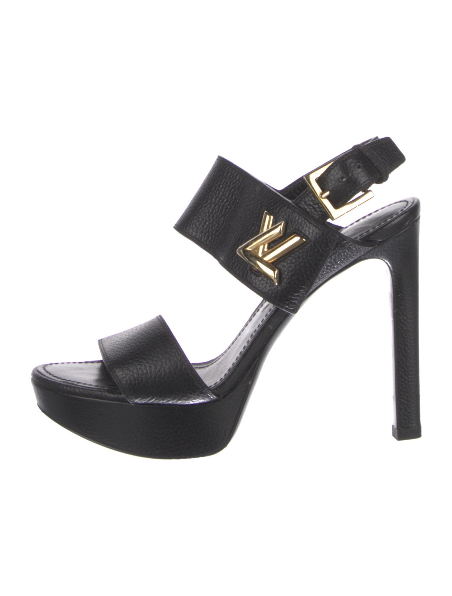 Louis Vuitton Signature Logo Leather Slingback Sandals