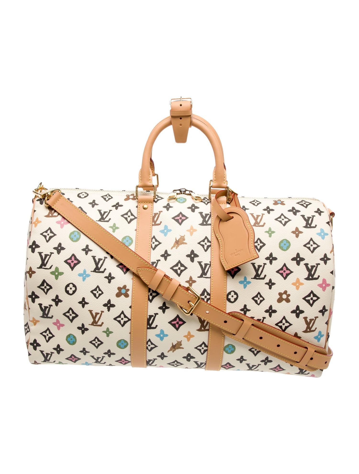 Louis Vuitton Vanilla Craggy Monogram Keepall Bandouliere 45