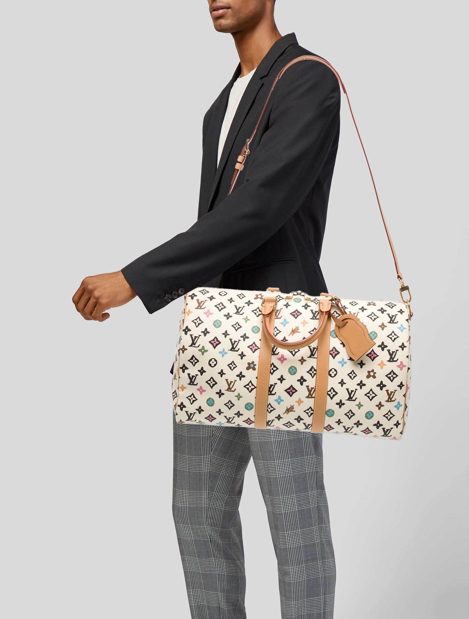 Louis Vuitton Vanilla Craggy Monogram Keepall Bandouliere 45