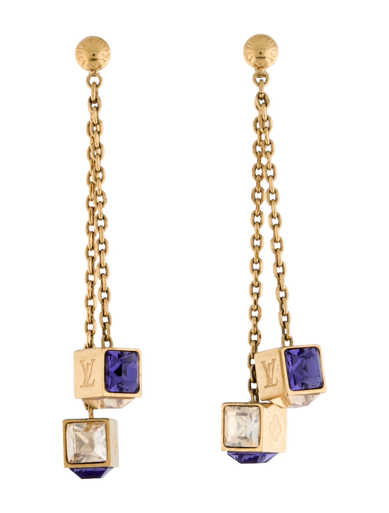 Louis Vuitton Crystal Gamble Drop Earrings