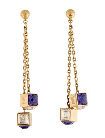 Louis Vuitton Crystal Gamble Drop Earrings