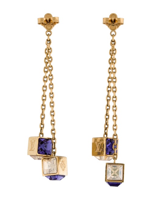 Louis Vuitton Crystal Gamble Drop Earrings