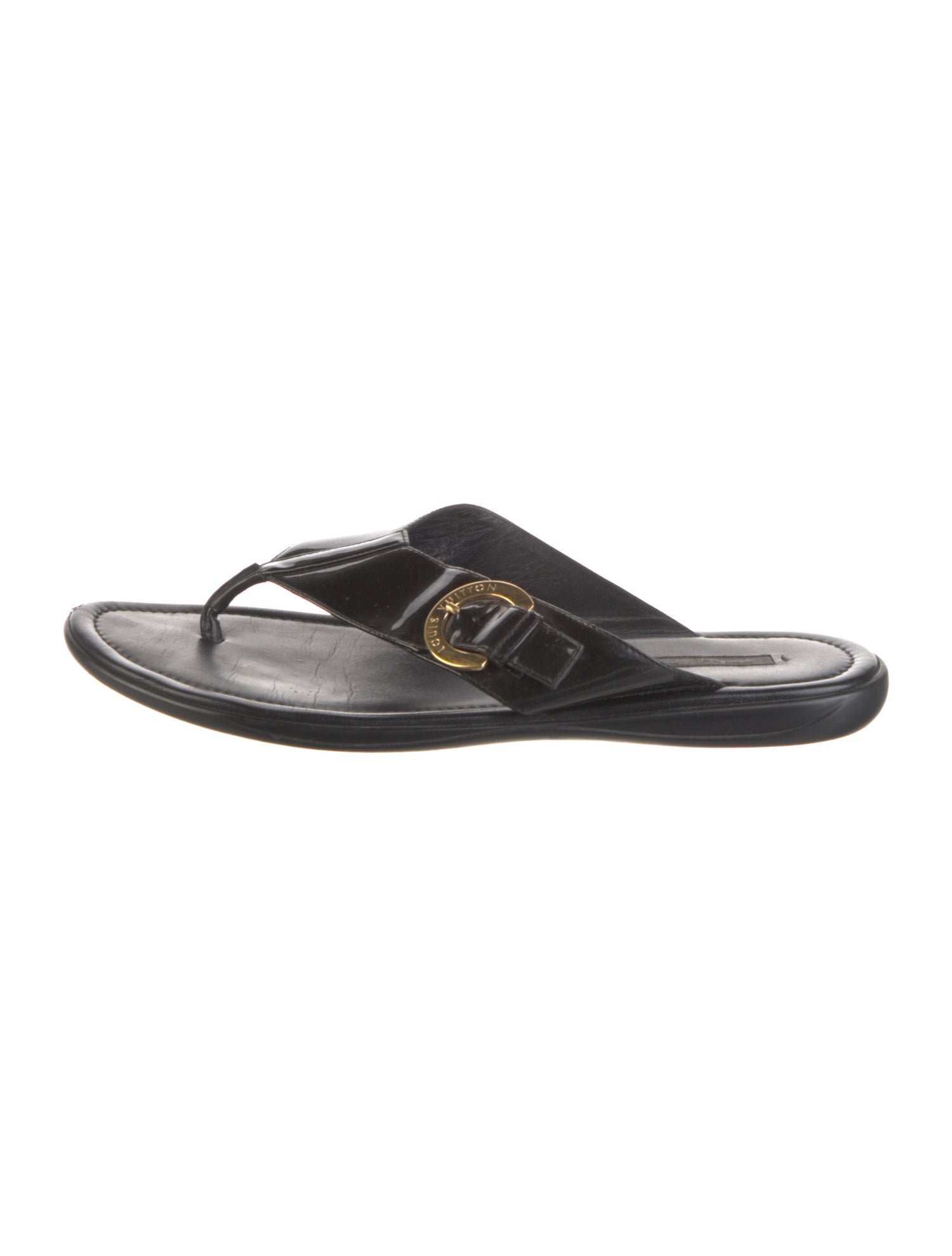 Louis Vuitton LV Monogram Patent Leather Slides