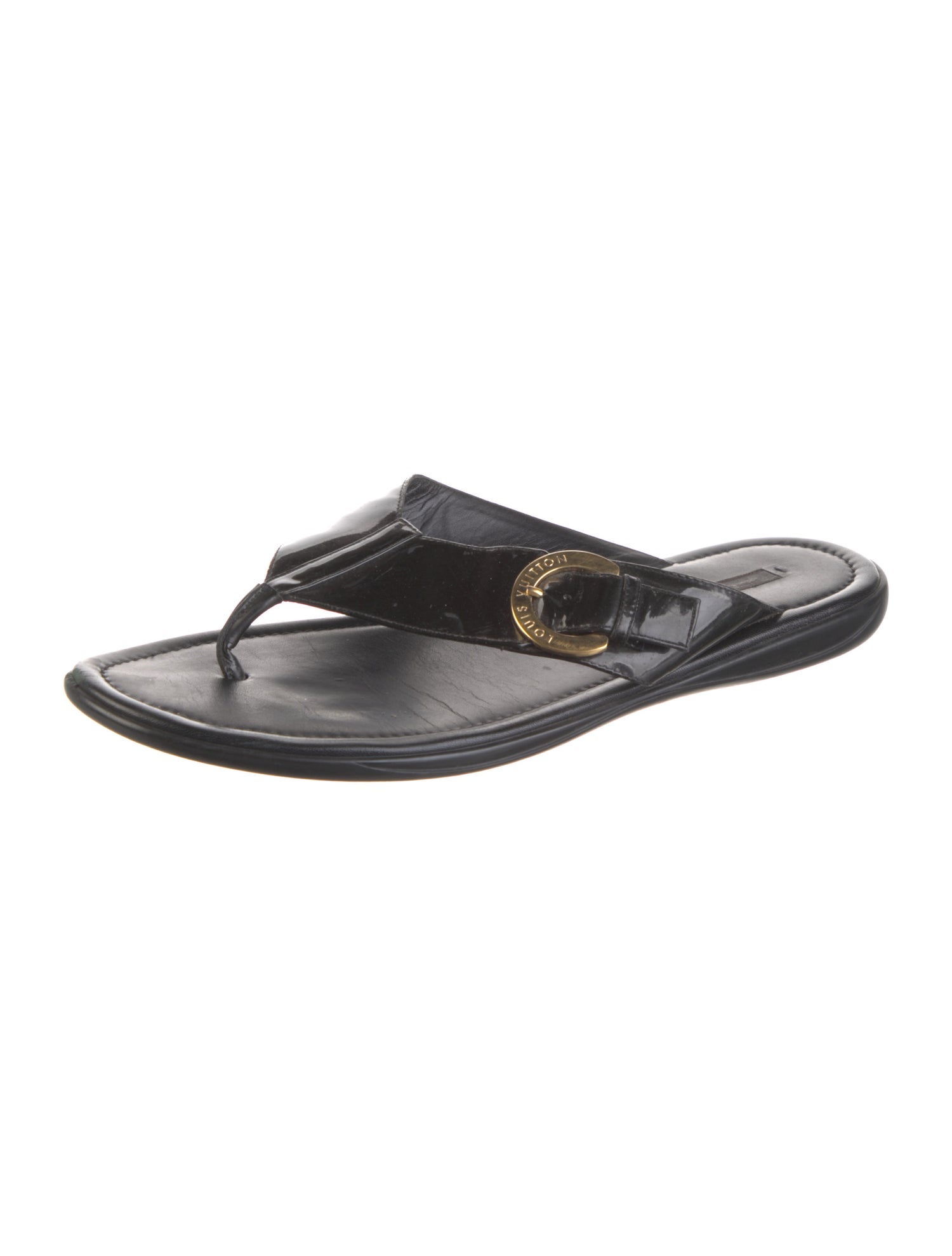 Louis Vuitton LV Monogram Patent Leather Slides