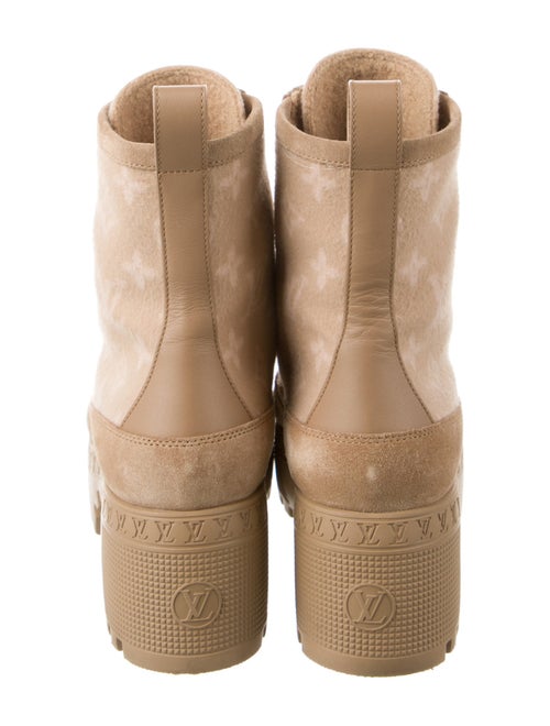 Louis Vuitton LV Monogram Leather Trim Embellishment Combat Boots