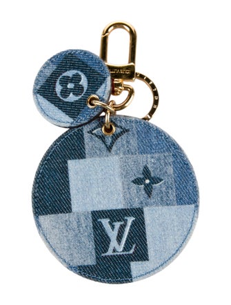 Louis Vuitton 2019 Monogram Denim Patchwork Porte-Cle Bag Charm