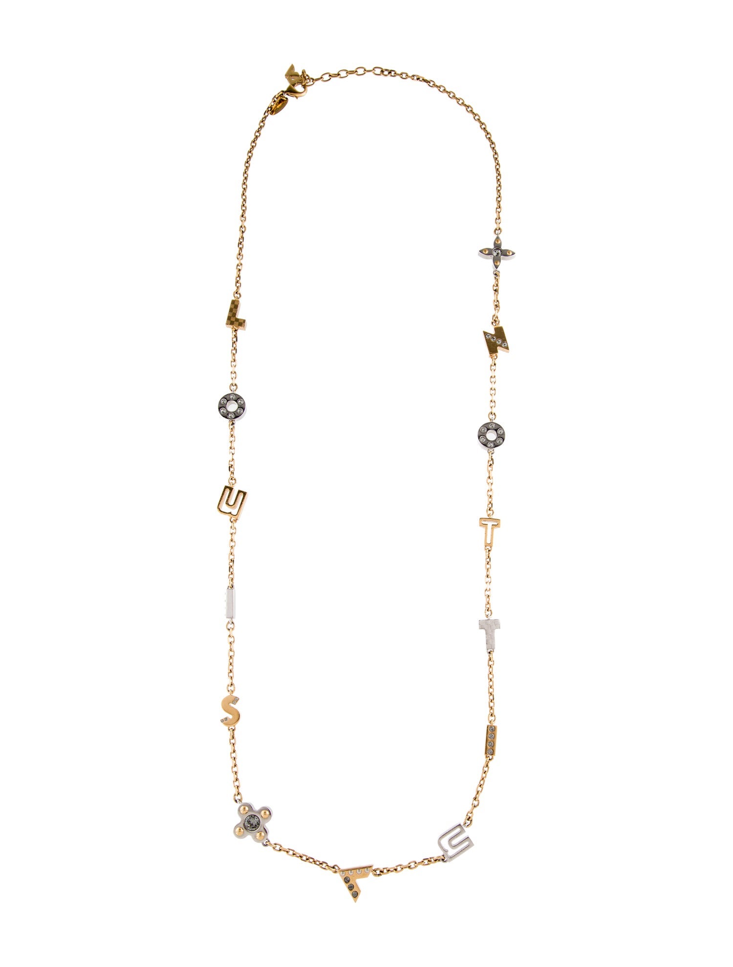 Louis Vuitton Crystal Sort Whirl Love Letters Station Necklace