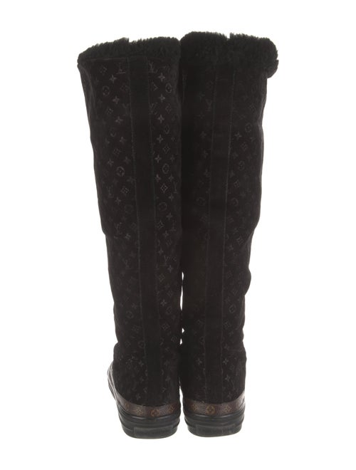 Louis Vuitton Suede Fur Trim Riding Boots