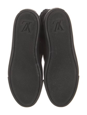 Louis Vuitton Suede Fur Trim Riding Boots